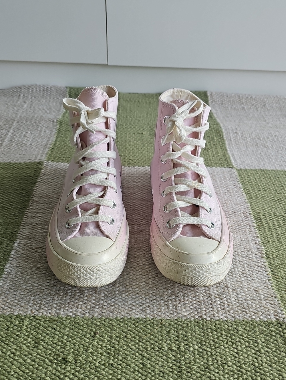 High-Top Canvas Sneakers in Light Pink